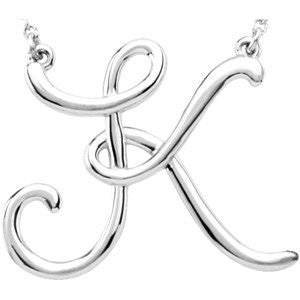 Sterling Silver "K" Script Initial 16" Necklace Sterling Silver "K" Script Initial 16" Necklace