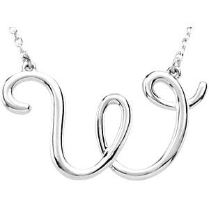 Sterling Silver "W" Script Initial 16" Necklace Sterling Silver "W" Script Initial 16" Necklace