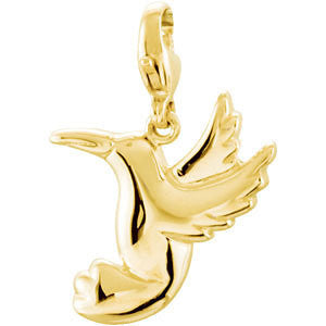 14k Yellow Gold Charming Animals® Hummingbird Charm