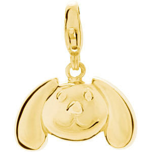 14k Yellow Gold Charming Animals® Floppy Ear Dog Charm