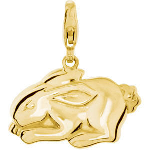 14k Yellow Gold Charming Animals® Rabbit Charm