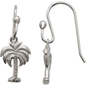 Sterling Silver 13.89x9.16mm Palm Tree Earrings