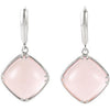 Sterling Silver 14mm Rose Quartz Cabochon Lever Back Earrings Sterling Silver 14mm Rose Quartz Cabochon Lever Back Earrings