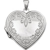 14K White Gold Heart Locket With Scroll Design