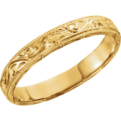 14k Yellow Gold 3mm Hand Engraved Band Size 5 14k Yellow Gold 3mm Hand Engraved Band Size 5