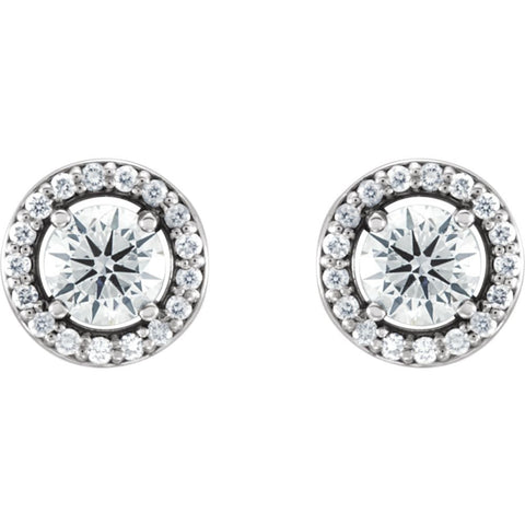 14k White Gold 1/2 CTW Diamond Halo-Style Earrings