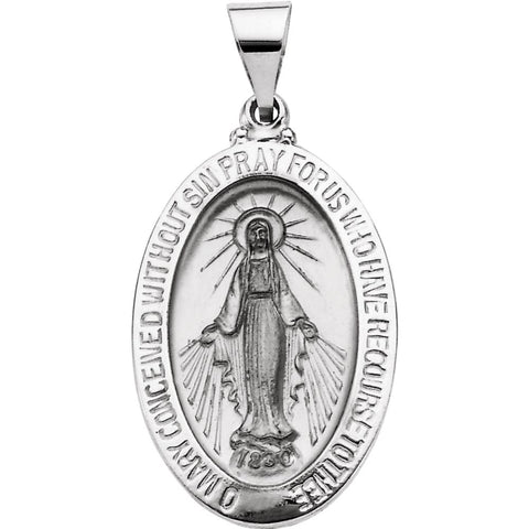 14k White Gold 23x16mm Hollow Miraculous Medal 14k White Gold 23x16mm Hollow Miraculous Medal