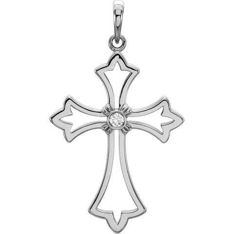 14k White Gold .03 CTW Diamond Cross Pendant 14k White Gold .03 CTW Diamond Cross Pendant