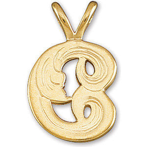 14k Yellow Gold "F" Small Initial Pendant