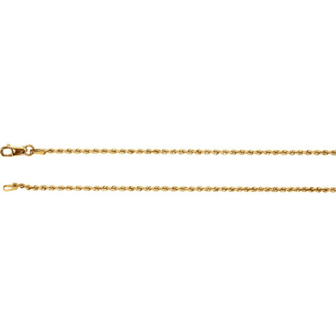 14k Yellow Gold 1.5mm Rope 7" Chain