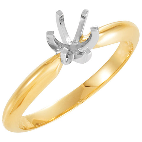 14k Yellow Gold & Platinum 5-5.3mm Round 6-Prong Heavy Solitaire Ring Mounting, Size 6 14k Yellow Gold & Platinum 5-5.3mm Round 6-Prong Heavy Solitaire Ring Mounting, Size 6