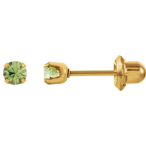 24K Yellow with Stainless Steel Solitaire "August" Birthstone Piercing Earrings 24K Yellow with Stainless Steel Solitaire "August" Birthstone Piercing Earrings
