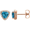 14k Rose Gold Swiss Blue Topaz & 0.08 ctw. Diamond Earrings