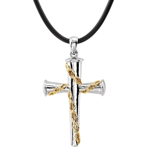 Gold Plated & Sterling Silver Three-Nails Promise 24" Necklace Gold Plated & Sterling Silver Three-Nails Promise 24" Necklace