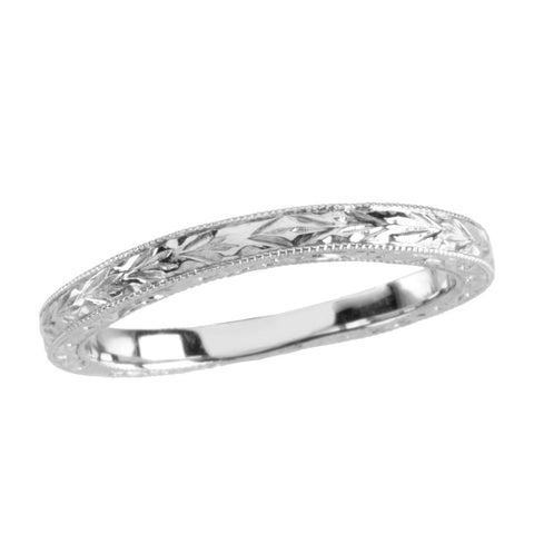 14k White Gold Hand Engraved Band Size 7 14k White Gold Hand Engraved Band Size 7