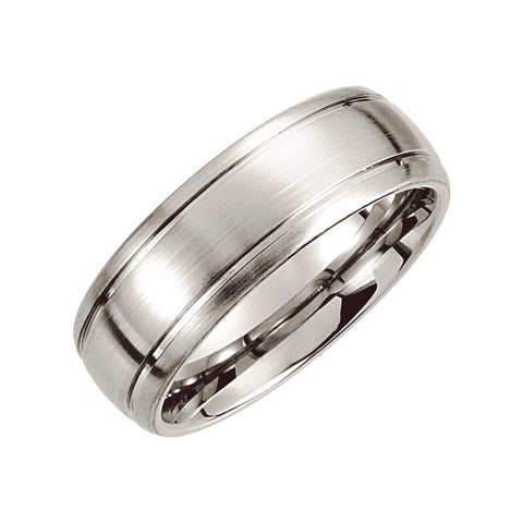 Cobalt 8mm Slightly Domed Round Edge Band with Satin Finish & Grooves Size 8.5 Cobalt 8mm Slightly Domed Round Edge Band with Satin Finish & Grooves Size 8.5