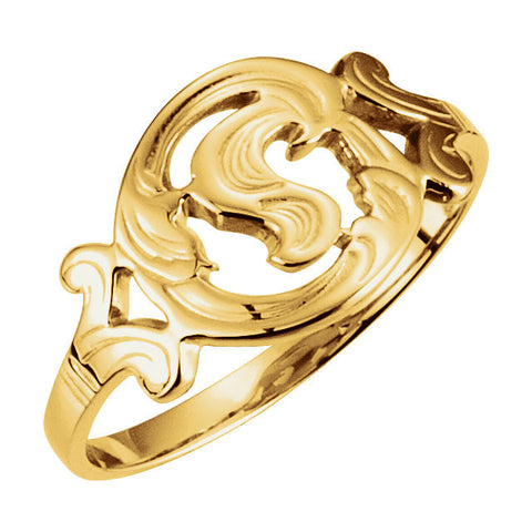 14k Yellow Gold Initial Rings, Size 6 14k Yellow Gold Initial Rings, Size 6