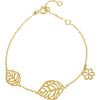 Leaf and Flower Design Bracelet in 14k Yellow Gold ( 7.00-Inch )
