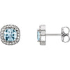 14K White Gold Sky Blue Topaz & 1/10 CTW Diamond Earrings