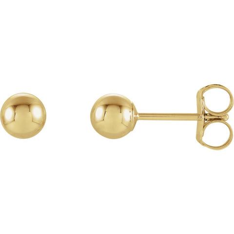 14k Yellow Gold 4mm Ball Earrings with Bright Finish