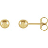 04.00 mm Pair of Ball Earrings with Bright Finish and Backs in 14K Yellow Gold
