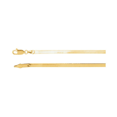 14k Yellow Gold 3mm Flexible Herringbone Chain 24" Chain