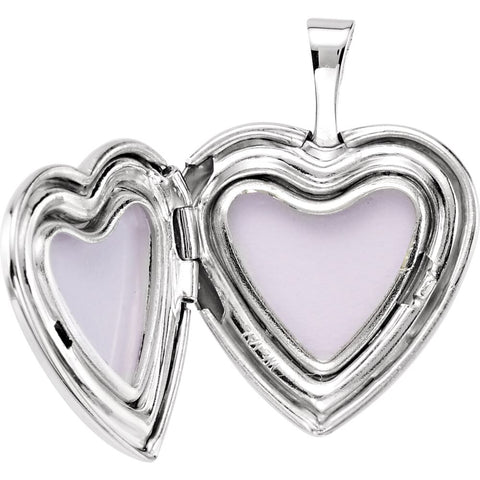 Sterling Silver Dove & Cross Heart Locket with Epoxy