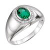 14k White Gold Men's Chatham« Created Emerald & Diamond Accented Ring, Size 11