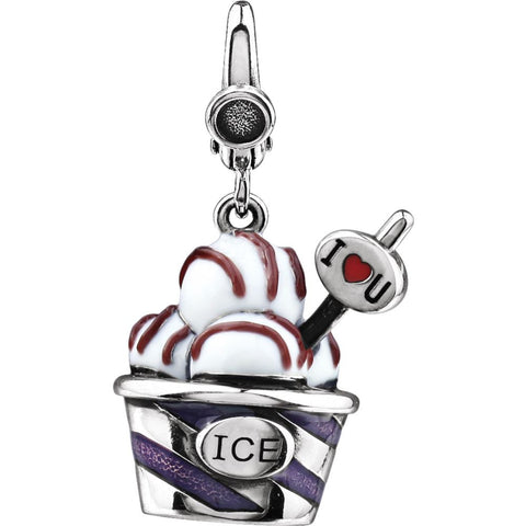 Sterling Silver Enamel Ice Cream Cup Charm Sterling Silver Enamel Ice Cream Cup Charm