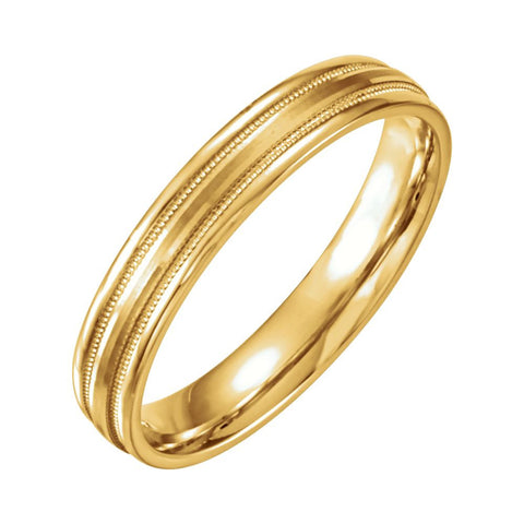 14k Yellow Gold 4mm Flat Edge Comfort Fit Milgrain Satin Finish Band Size 7 14k Yellow Gold 4mm Flat Edge Comfort Fit Milgrain Satin Finish Band Size 7