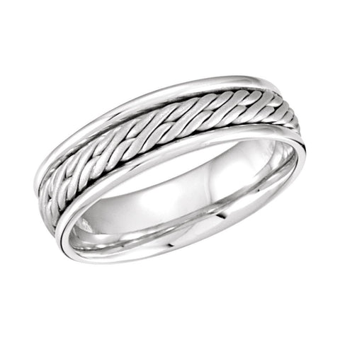 14k White Gold Comfort-Fit Hand-Woven Band , Size 10 14k White Gold Comfort-Fit Hand-Woven Band , Size 10