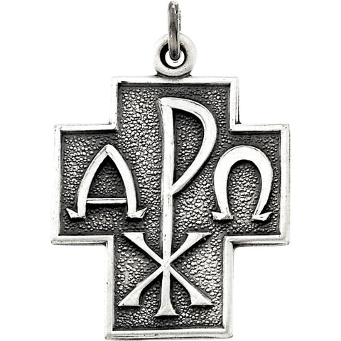 Sterling Silver 24.5x22mm Alpha Omega Cross 24" Necklace Sterling Silver 24.5x22mm Alpha Omega Cross 24" Necklace