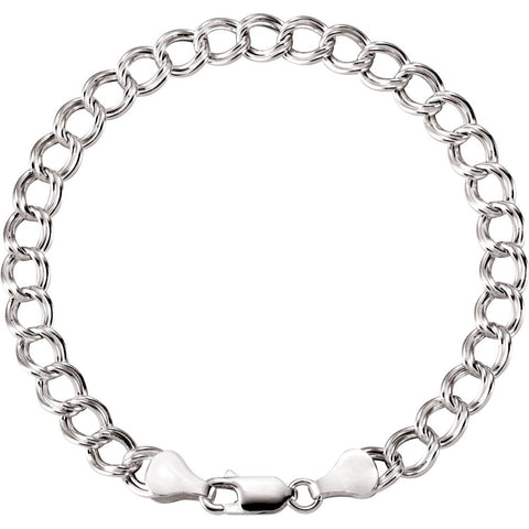 Sterling Silver 5.5mm Hollow Paralleo Charm 7" Bracelet Sterling Silver 5.5mm Hollow Paralleo Charm 7" Bracelet