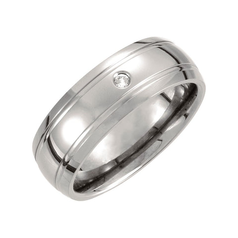 Titanium 8mm .05 CTW Diamond Ridged Band Size 9.5 Titanium 8mm .05 CTW Diamond Ridged Band Size 9.5