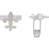 Pair of Two Tone Fleur-de-Lis Cuff Links in Sterling Silver and 14k Yellow Gold