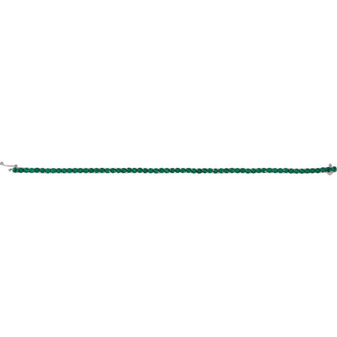 14k White Gold Lab-Grown Emerald Line 7.25" Bracelet