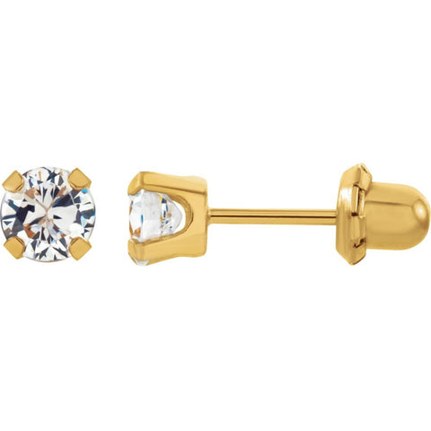 14k Yellow Gold Cubic Zirconia Inverness Piercing Earrings 14k Yellow Gold Cubic Zirconia Inverness Piercing Earrings
