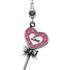 25.00x12.00 mm Heart Shaped Lollipop Charm in Sterling Silver 25.00x12.00 mm Heart Shaped Lollipop Charm in Sterling Silver
