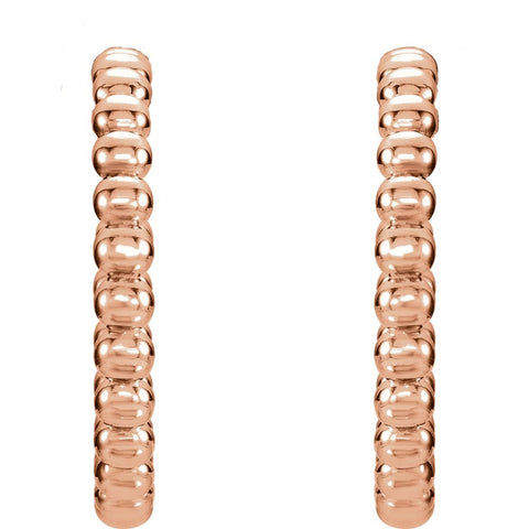 14k Rose Gold 21mm Beaded Hoop Earrings