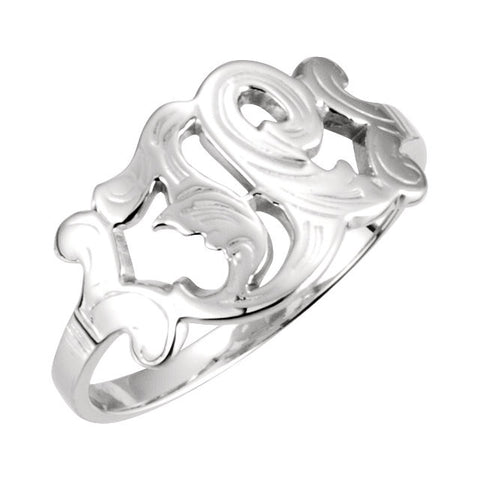 14k White Gold Initial Rings, Size 6 14k White Gold Initial Rings, Size 6