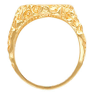 14k Yellow Gold 18x16mm Men's Nugget Signet Ring, Size 10