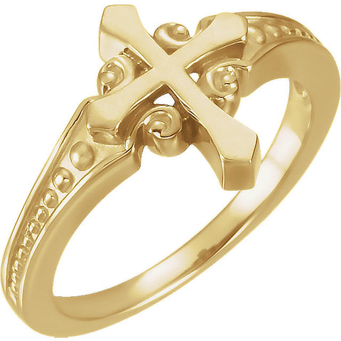 14k Yellow Gold Cross Ring, Size 7 14k Yellow Gold Cross Ring, Size 7