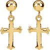 14k Yellow Gold 11x8mm Cross Ball Earrings 14k Yellow Gold 11x8mm Cross Ball Earrings