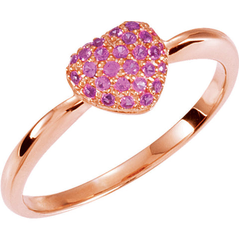 Sterling Silver Plated with Rose Pink Sapphire Heart Ring Size 5 Sterling Silver Plated with Rose Pink Sapphire Heart Ring Size 5