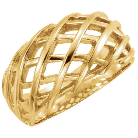 10k Yellow Gold 11mm Latticework Dome Ring, Size 6 10k Yellow Gold 11mm Latticework Dome Ring, Size 6
