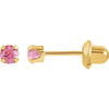 14K Yellow Gold Solitaire "October" Birthstone Piercing Earrings for Kids