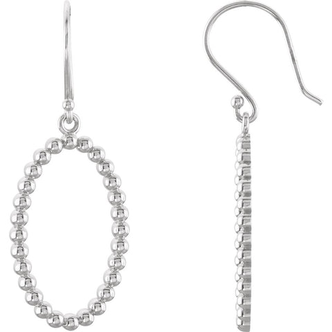 Sterling Silver Oval Beaded Design Earrings Sterling Silver Oval Beaded Design Earrings