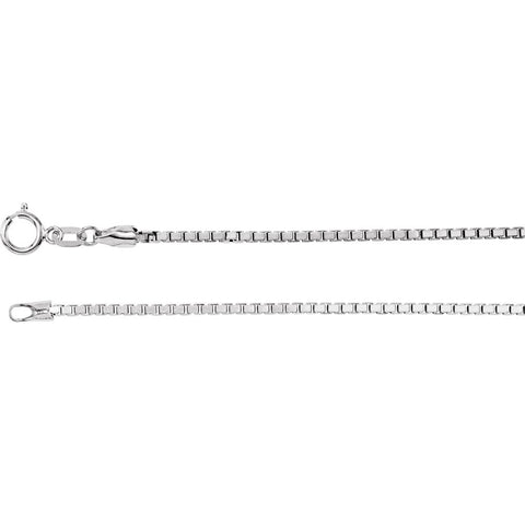 14k White Gold 1.75mm Solid Box 16" Chain with Spring Ring