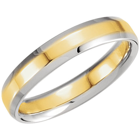 14K White & Yellow Gold 4mm Comfort-Fit Beveled Edge Band Size 9.5