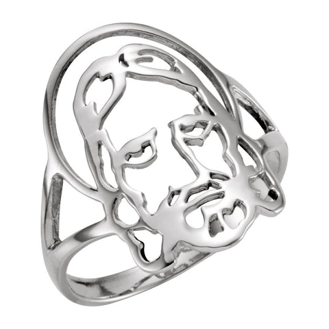 14k White Gold Face of Jesus Ring, Size 5 14k White Gold Face of Jesus Ring, Size 5